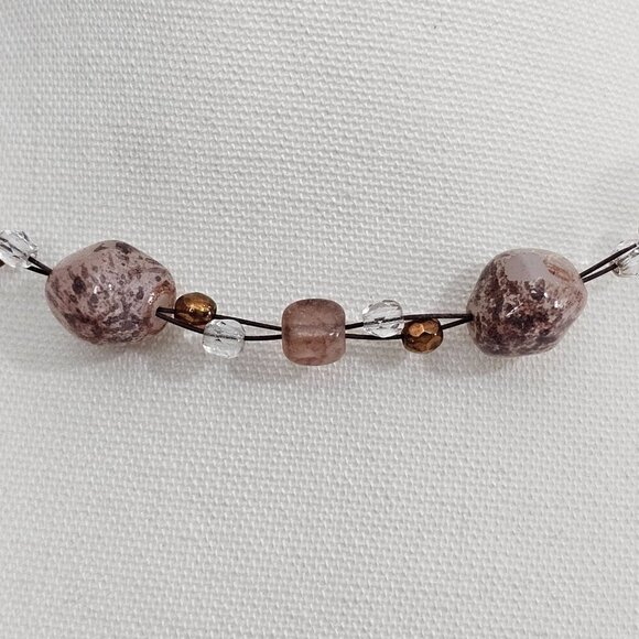 Jean Andre Firenze Italy Maurino Glass Beads Single Strand Y2K Chocker Necklace - Picture 2 of 6